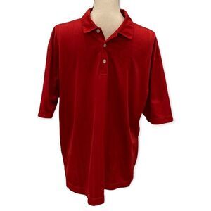 Mens Nike golf dri fit red collared polo shirt size large casual striped logo